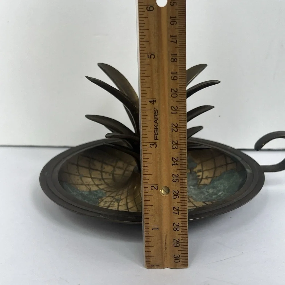 VTG Solid Brass Pineapple Table Candle Holder With Handle 4